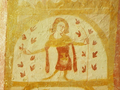 Atelier famille « Peindre a fresco » - Travaux des champs, église Saint-Martin de Sargé-sur-Braye, fin du XVe siècle - Wikimedia Commons